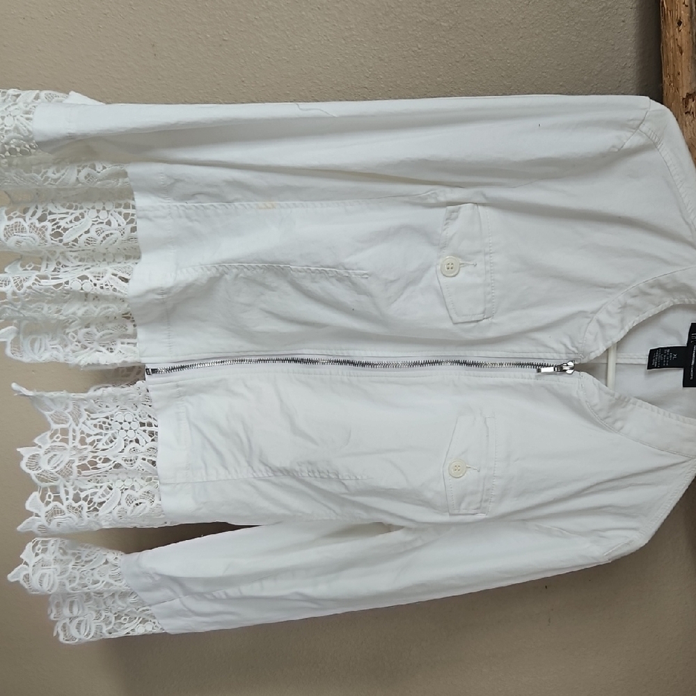White Lace Trim Jacket